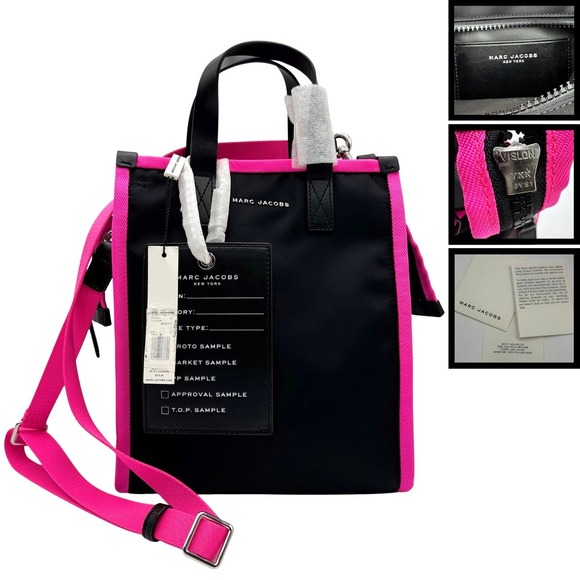 Marc Jacobs Handbags - Marc Jacobs Tote Bag Neon Trim Crossbody Black Hot Pink NWT Nylon Designer Y2K